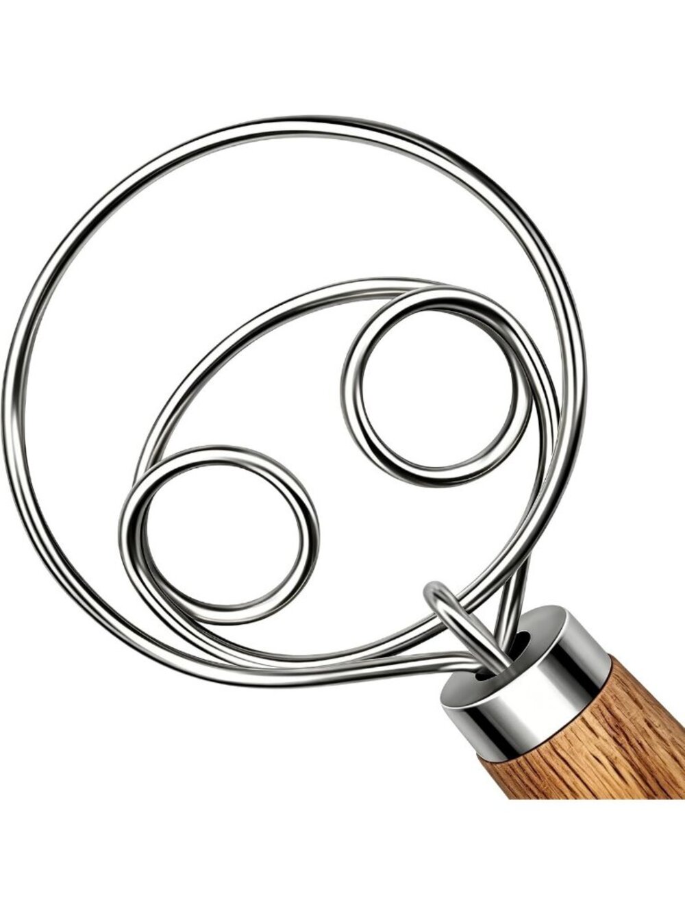 Danish Dough Whisk with Stainless Steel & Wooden Handle for Sourdough Baking